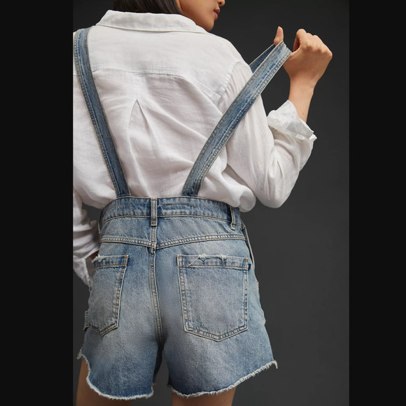 New Anthropologie Pilcro Denim Cutoff Shortalls - 27 Waist - Picture 3 of 6